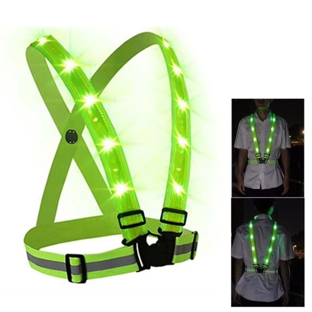New Gear Running - New Polyester LED Safety Vest Green
