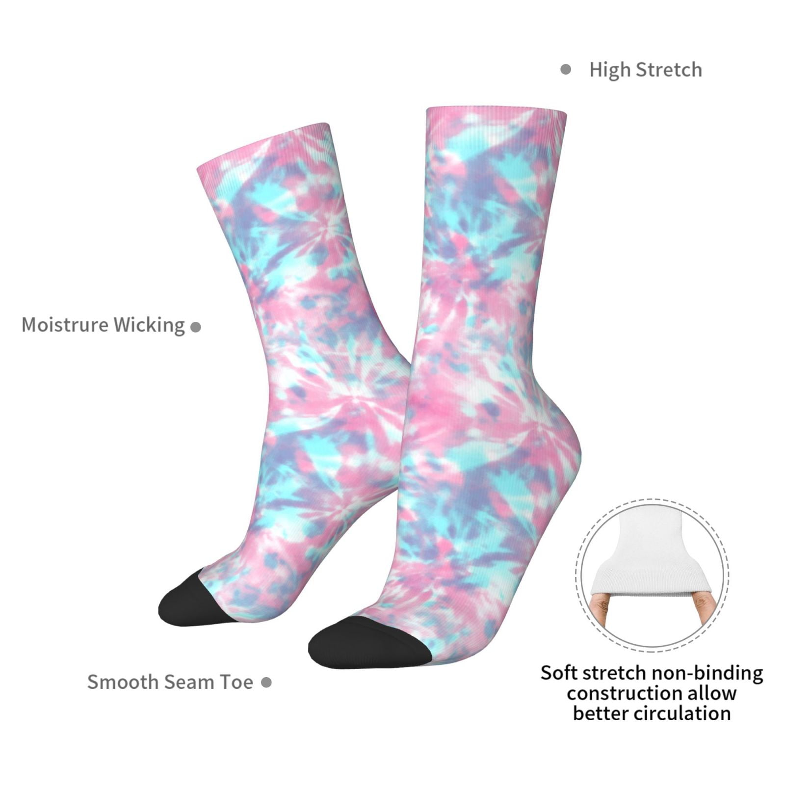 Tie Dye Print Crew Socks For W - Running Gear Youtube ulasan dan harga